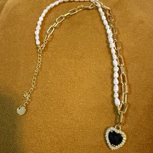 Maeve Gold and Black Heart Necklace